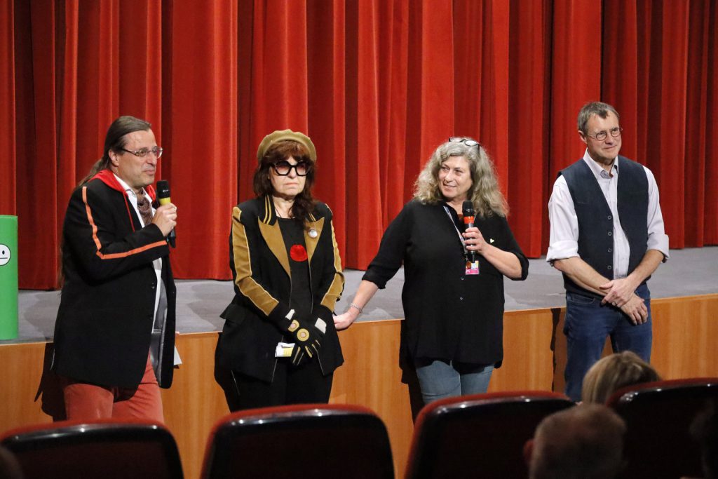 Alexander Dumreicher-Ivanceanu, Bady Minck (Produktion Das geheime Stockwerk), Festivalleiterin Elisabeth Lichtkoppler und Regisseur Norbert Lechner (Das geheime Stockwerk)